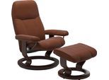 Relaxsessel STRESSLESS "Consul", braun (copper paloma), B:76cm H:100cm T:71cm, Leder BATICK: BATICK ist ein leicht korrigiertes, durchgefärbtes und genarbtes Möbelleder, bei dem die meisten Unebenheiten und Spuren in der Regel entfernt wurden.;Leder PALOMA: PALOMA ist ein durchgefärbtes Semianilin-Möbelleder mit natürlicher Narbung.;ROHLEDER Stoff Q2 FARON: Ein fester zuverlässiger Bouclé mit eine