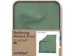 Bettbezug SCHLAFGUT "Premium Bettbezug Knitted Jersey (1 St)", grün (grün mid), B:200cm L:200cm, Jersey, Obermaterial: 95% Baumwolle, 5% Elasthan, Bettbezüge, Ton-in-Ton Reißverschluss, Bio-Baumwolle mit Elasthan, Uni, OEKO Tex