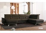 Wohnlandschaft SIT & MORE "Astoria U-Form", grün (olive), B:327cm H:91cm T:225cm, 100% Polyester, Sofas, Wohnlandschaft, wahlweise mit motorischer Relaxfunktion
