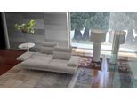3,5-Sitzer CALIA ITALIA "Toby Wing, 228 cm breit, Designsofa mit erstklassigem Sitzkomfort", weiß (tortora bull), B:228cm H:90cm T:113cm, Leder BULL (100% Leder), Sofas, 3 5-Sitzer, inklusive Sitztiefenverstellung, Füße in Chrom glänzend