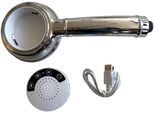Handbrause ADOB "Bluetooth", grau (chromfarben), B:10cm H:25cm, Duschköpfe, Handbrause, mit Lautsprecher für Musik oder Telefon