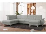 Wohnlandschaft SIT & MORE "Astoria U-Form", grau (hellgrau), B:327cm H:91cm T:225cm, 100% Polyester, Sofas, Wohnlandschaft, wahlweise mit motorischer Relaxfunktion
