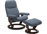 Relaxsessel STRESSLESS "Consul", blau (sparrow blau paloma), B:76cm H:100cm T:71cm, Leder BATICK: BATICK ist ein leicht korrigiertes, durchgefärbtes und genarbtes Möbelleder, bei dem die meisten Unebenheiten und Spuren in der Regel entfernt wurden.;Leder PALOMA: PALOMA ist ein durchgefärbtes Semianilin-Möbelleder mit natürlicher Narbung.;ROHLEDER Stoff Q2 FARON: Ein fester zuverlässiger Bouclé mit