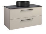 Waschtisch WELLTIME "Joy, Waschbeckenunterschrank inkl.Waschbecken, Badmöbel", grau (taupe), B:101cm H:65,5cm T:46,5cm, Waschtische, Waschtisch, Breite 100 cm, mit Soft-Close-Funktion, FSC-zertifiziert