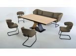 Essgruppe K+W KOMFORT & WOHNEN "Mikkado Tube", grün (kaktus 21), B:242cm H:88cm T:71cm, Sitzmöbel-Sets, Essgruppe, 4 Freischwinger und einem Funktionesstisch