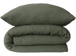 Bettwäsche SCHIESSER "Molly aus supersofter Musselin-Qualität in gedeckten Farben", dunkelgrün, B/L: 155cm x 220cm, 1 Stk., 1 Stk., Musselin, B/L: 80cm x 80cm, 2, Musselin, Obermaterial: 100% Baumwolle, Bettwäsche, Bettwäsche, Made in Green