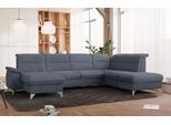 Wohnlandschaft SIT & MORE "Astoria U-Form", grau (grau, blau), B:327cm H:91cm T:225cm, 100% Polyester, Sofas, Wohnlandschaft, wahlweise mit motorischer Relaxfunktion