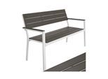 tectake® Aluminium Gartenbank, 2-Sitzer, Holzoptik, 128 x 59 x 88 cm