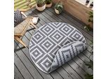 Teppich OTTO HOME "Ronda Wendeteppich", grau (grau, creme), H:5mm Ø:120cm, Kunstfaser, Teppiche, Teppich, Sisal-Optik, Flachgewebe, In- und Outdoor, geometrisches Boho Design