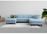 Wohnlandschaft SIT & MORE "Maggiore U-Form", blau (hellblau), B:312cm T:224cm, 98% Polyester, 2% Polyamid, Sofas, Wohnlandschaft, wahlweise mit Kopfteilverstellung, Bettfunktion und Stauraum