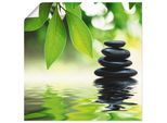 Poster ARTLAND "Zen Steinpyramide auf Wasseroberfläche", grün (farbe bild(er): grün), B:30cm H:30cm, Bilder, Poster, ohne Rahmen