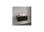 Villeroy und Boch Antao Waschtisch-Unterschrank L19151PD mit Beleuchtung, 2 Auszüge, 800 x 360 x 500 mm, Front mit Struktur, Black Matt Lacquer / Honey Oak