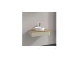 Villeroy und Boch Antao Waschtisch-Unterschrank L08011HJ mit Beleuchtung, 1 Auszug, 800 x 190 x 500 mm, Front ohne Struktur, Silk Grey Matt Lacquer / Honey Oak