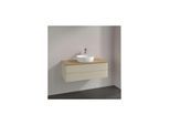 Villeroy und Boch Antao Waschtisch-Unterschrank L20151HJ mit Beleuchtung, 2 Auszüge, 1000 x 360 x 500 mm, Front mit Struktur, Silk Grey Matt Lacquer / Honey Oak