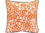 Dekokissen H.O.C.K. "Paloma", orange (orange, geblümt), B:50cm H:10cm L:50cm, Polyacryl, Dekokissen_Sitzkissen_Kissenhüllen, Kissenhülle mit Füllung, 1 Stück, in Blumen-Optik