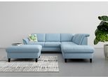 Ecksofa SIT & MORE "Maggiore L-Form", blau (hellblau), B:261cm H:88cm T:224cm, 98% Polyester, 2% Polyamid, Sofas, Ecksofa, wahlweise mit Kopfteilverstellung, Bettfunktion und Stauraum