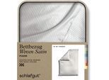 Bettbezug SCHLAFGUT "Premium Bettbezug Woven Fade Satin (1 St)", weiß (full weiß, sand light), B:155cm L:220cm, Mako-Satin, Obermaterial: 100% Baumwolle, Bettbezüge, Ton-in-Ton Reißverschluss, Fadendichte von 300tc, Streifen, OEKO Tex
