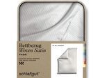 Bettbezug SCHLAFGUT "Premium Bettbezug Woven Fade Satin (1 St)", weiß (full weiß, sand light), L:200cm, Mako-Satin, Obermaterial: 100% Baumwolle, Bettbezüge, Ton-in-Ton Reißverschluss, Fadendichte von 300tc, Streifen, OEKO Tex