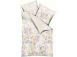 Bettwäsche KAEPPEL "Lily", beige (cremé), B/L: 135cm x 200cm, 1 Stk., 1 Stk., Feinbiber, B/L: 80cm x 80cm, 2 Stk., Feinbiber, Obermaterial: 100% Baumwolle, Bettwäsche, Bettwäsche, Mit Blumenmuster