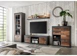 Wohnwand HOME AFFAIRE "BROOKLYN", grau (matera, old mix dekor, absetzung matera), B:330cm, Kastenmöbel-Sets, Wohnwand