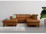 Ecksofa SIT & MORE "Maggiore L-Form", braun (cognac), B:261cm T:224cm, 100% Polyester, Sofas, Ecksofa, wahlweise mit Kopfteilverstellung, Bettfunktion und Stauraum