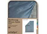 Bettbezug SCHLAFGUT "Premium Bettbezug Woven Fade Satin (1 St)", blau (grau light, blau mid), L:200cm, Mako-Satin, Obermaterial: 100% Baumwolle, Bettbezüge, Ton-in-Ton Reißverschluss, Fadendichte von 300tc, Streifen, OEKO Tex