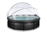 EXIT Black Leather Optic Pool ø450x122cm mit Abdeckung und Sandfilterpumpe - schwarz