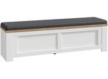 Sitztruhe FORTE "Bohol", grau (riviera eiche, sibiu lärche hell), B:135cm H:42cm T:34,8cm, Spanplatte, Sitzbänke, Sitztruhe, aufklappbar Stauraum, gepolstert