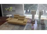 3,5-Sitzer CALIA ITALIA "Toby Wing, 228 cm breit, Designsofa mit erstklassigem Sitzkomfort", beige (senape quebec), B:228cm H:90cm T:113cm, Synthetische Faser (100% Polyester), Sofas, 3 5-Sitzer, inklusive Sitztiefenverstellung, Füße in Chrom glänzend