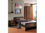 Vipack Set Alex best. aus Nachtkonsole, Einzelbett 90x200, Bettschublade, Kleiderschrank 2-trg. Kiefer gebürstet