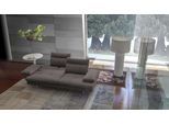 3-Sitzer CALIA ITALIA "Toby Wing, 208 cm breit, Designsofa mit hohem Sitzkomfort", grau (tortora quebec), B:208cm H:90cm T:113cm, Synthetische Faser (100% Polyester), Sofas, 3-Sitzer, inklusive Sitztiefenverstellung, Füße in Chrom glänzend