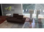 3-Sitzer CALIA ITALIA "Toby Wing, 208 cm breit, Designsofa mit hohem Sitzkomfort", braun (testa di moro antares), B:208cm H:90cm T:113cm, Leder ANTARES (100% Leder), Sofas, 3-Sitzer, inklusive Sitztiefenverstellung, Füße in Chrom glänzend