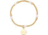 Armband LEONARDO "Mathilde", gold (gelbgoldfarben, weiß), Armbänder, Damen, 18,5cm, Edelstahl Perlen Polyurethan, Edelstahl, Perlen, Polyurethan, Armband, mit Perle (imitiert)