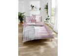 Bettwäsche KAEPPEL "Supreme", rosa (rosé), B/L: 200cm x 200cm, 1 Stk., 2 Stk., Feinbiber, B/L: 80cm x 80cm & 80cm x 80cm, 3 Stk., Feinbiber, Obermaterial: 100% Baumwolle, Bettwäsche, Bettwäsche, mit graphischem Print