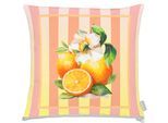 Dekokissen APELT "3811", zartes apricot, gelb, bedruckt, B:48cm H:10cm L:48cm, Obermaterial: 75% Baumwolle, 25% Polyester. Füllung: 100% Polyester, Dekokissen_Sitzkissen_Kissenhüllen, Statement-Reißverschluss