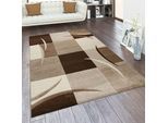Teppich PACO HOME "Diamond 665" Gr. 8, braun, B:300cm H:17mm L:400cm, Polypropylen (PP), Teppiche, Teppich, Karo Muster, 3D-Design, auch als Läufer, Wohnzimmer, Schlafzimmer
