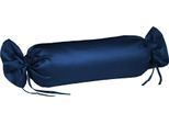 Nackenrollenbezug FLEURESSE "Colours", blau (nachtblau), B:15cm L:40cm, Mako-Satin, Obermaterial: 100% Baumwolle, Kissenbezüge, Mako Satin, glänzend, glatt, Premium Qualität
