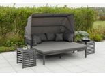 Gartenlounge-Set MERXX "Argos Insel", grau (grau, grau), B:175cm H:148cm T:80cm, Aluminium, Sitzmöbel-Sets, Gartenlounge-Set, 3er Set, aus Aluminium, mit 2 Beistelltischen, inkl. Zierkissen