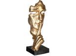 Dekofigur CASABLANCA BY GILDE "Skulptur Silence, gold/schwarz", gold (goldfarben, schwarz), B:13cm H:39cm T:13cm, Polyresin, Dekofiguren, Dekofigur, Dekoobjekt, Höhe 39 cm, mit Spruchanhänger, Wohnzimmer