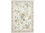 Teppich THEKO "Flomi Sagrini", beige (creme), B:200cm H:4mm L:290cm, Baumwolle, Kunstfaser, Teppiche, Teppich, Flachgewebe, Pastell-Farben, Blumen Design, mit Bordüre