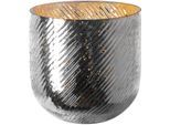 Windlicht FINK "VICKY", silber (antik silberfarben), H:25cm Ø:25cm, Glas, Kerzenhalter, Windlicht, Kerzenhalter aus Glas, in Rillenoptik