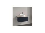 Villeroy und Boch Antao Waschtisch-Unterschrank L19153HG mit Beleuchtung, 2 Auszüge, 800 x 360 x 500 mm, Front mit Struktur, Midnight Blue Matt Lacquer / Botticino