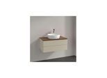 Villeroy und Boch Antao Waschtisch-Unterschrank L19152HJ mit Beleuchtung, 2 Auszüge, 800 x 360 x 500 mm, Front mit Struktur, Silk Grey Matt Lacquer / Warm Walnut