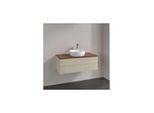 Villeroy und Boch Antao Waschtisch-Unterschrank L20052HJ mit Beleuchtung, 2 Auszüge, 1000 x 360 x 500 mm, Front ohne Struktur, Silk Grey Matt Lacquer / Warm Walnut