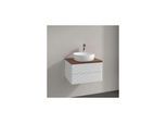 Villeroy und Boch Antao Waschtisch-Unterschrank L18152GF mit Beleuchtung, 2 Auszüge, 600 x 360 x 500 mm, Front mit Struktur, Glossy White Lacquer / Warm Walnut