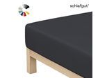 Spannbettlaken SCHLAFGUT "Basic Cotton Bettlaken, 160 g/m², 100% Baumwolle, Spannbetttuch", schwarz (grau deep), 1 Stk., Jersey, 140-160x190-200 20cm, Jersey, Obermaterial: 100% Baumwolle, Bettlaken, Spannbettlaken, Spannbettlaken bis 20 cm Matratzenhöhe, bügelfrei und pflegeleicht