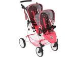 Puppen-Zwillingsbuggy CHIC2000 "Twinny, Butterfly", bunt (butterfly koralle), Puppenwagen, KinderB:63cm H:77cm T:63cm, Kunststoff, Metall, Stoff, mit schwenkbaren Vorderrädern, B:63cm H:77cm T:63cm