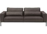 3-Sitzer MUSTERRING "JustBPM100, 222 cm breit, aus hochwertigem Leder", braun (espresso), B:222cm H:88cm T:107cm, 100% Leder, Sofas, 3-Sitzer, wahlweise mit Nierenkissen und mot. Sitzauszug, Metallfuß in schwarz
