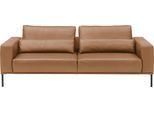 3-Sitzer MUSTERRING "JustBPM100, 242 cm breit, aus hochwertigem Leder", braun (cognac), B:242cm H:88cm T:107cm, 100% Leder, Sofas, 3-Sitzer, XL-Sofa, wahlweise mit Nierenkissen und mot. Sitzauszug, Fuß schwarz