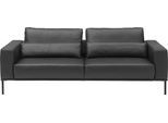 3-Sitzer MUSTERRING "JustBPM100, 242 cm breit, aus hochwertigem Leder", schwarz, B:242cm H:88cm T:107cm, 100% Leder, Sofas, 3-Sitzer, XL-Sofa, wahlweise mit Nierenkissen und mot. Sitzauszug, Fuß schwarz